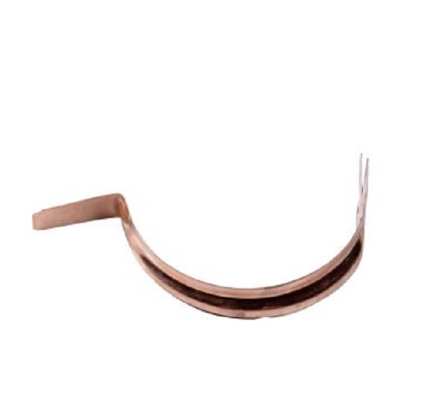 Crochet cuivre bandeau pour gouttière 1/2 ronde en cuivre dév: de 0.33 m